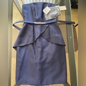 Lela Rose Navy Dress with Embellished Detail